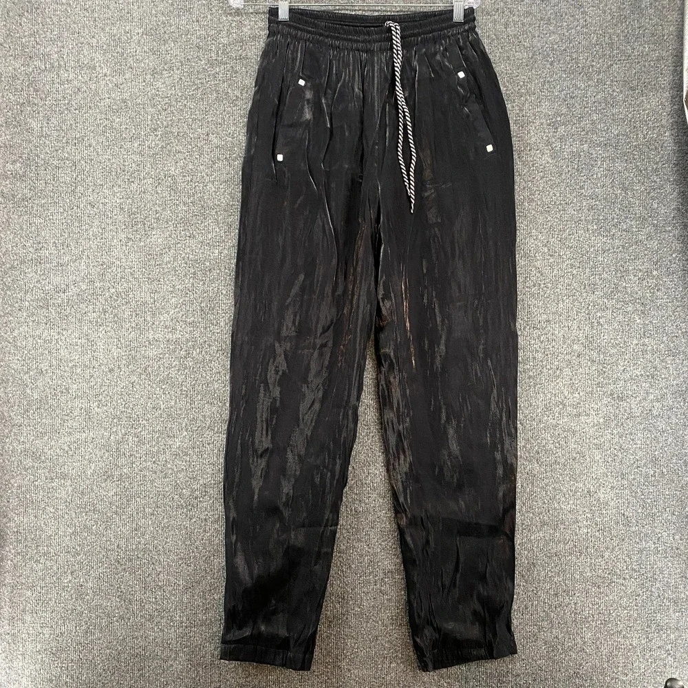 Jamie Sadock Pants Womens M Black Pull‎ On Tapered Joggers Athleisure 90s Golf